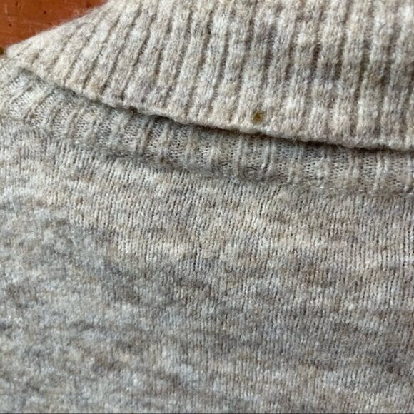 FRAME Oversized Swing Marled Knit Tan TurtleNeck Wool Alpaca Stretch Sweater XL - Picture 7 of 16